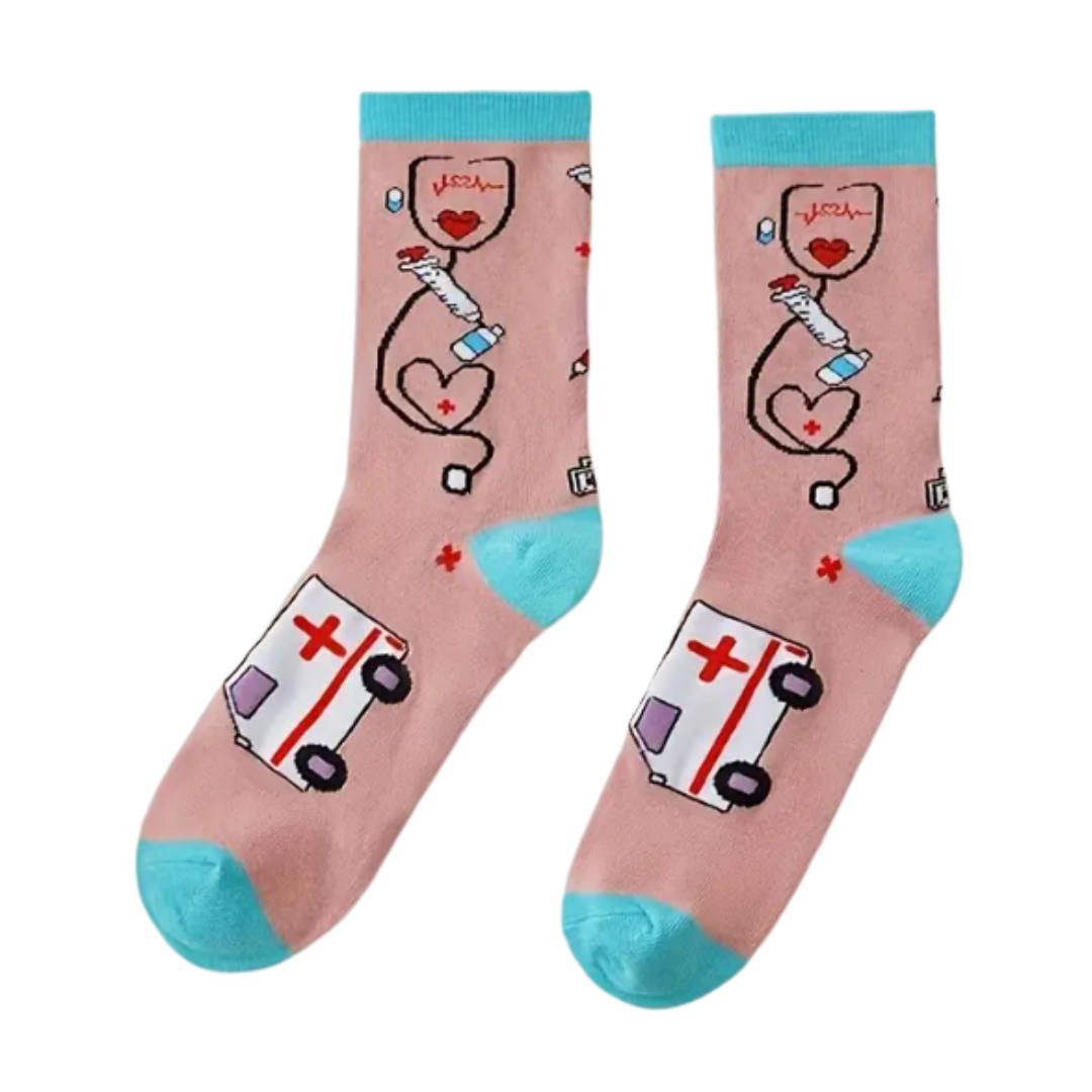 Nurse Socks with Ambulance pictures