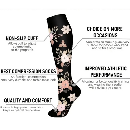 Beautiful Floral Compression Socks- 6 designs to choose from