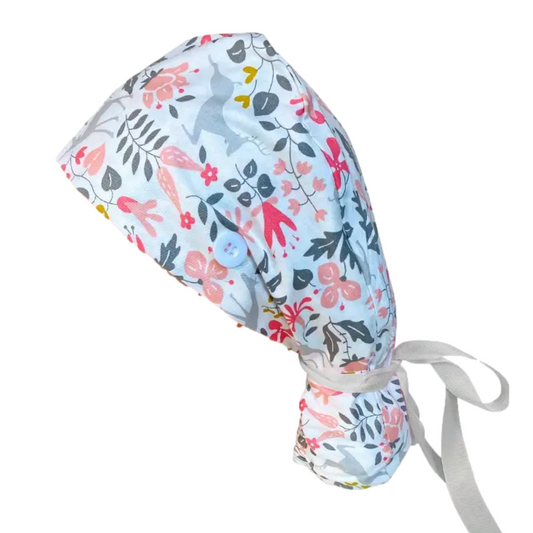 Pink Woodland Long Hair Scrub Cap with terrycloth strip- Perfect for Specialists, Doctors, Dentists, Nurses and many more (Copy) (Copy)