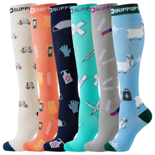 Medical-Themed Knee-high Compression Socks – Stylish Support for Nurses, Doctors and Healthcare Workers