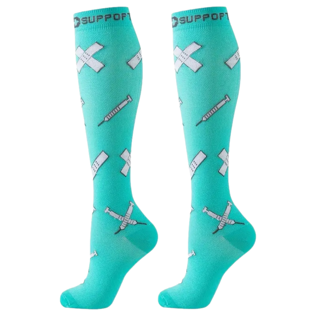 Medical-Themed Knee-high Compression Socks – Stylish Support for Nurses, Doctors and Healthcare Workers