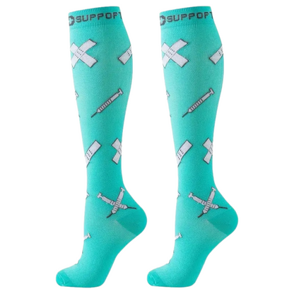 Medical-Themed Knee-high Compression Socks – Stylish Support for Nurses, Doctors and Healthcare Workers