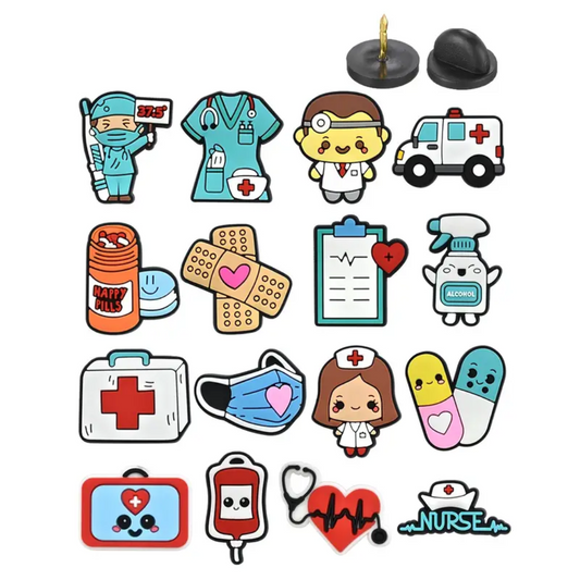 Four Nursing PVC Pins – Fun, Durable Accessories for Nurses and Medical Students (set of 4 pins)