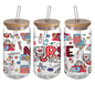 NURSE (red) 470ml Glass Can Cup with Bamboo Lid, Straw and Wrap – Ready-to-Gift Drinkware