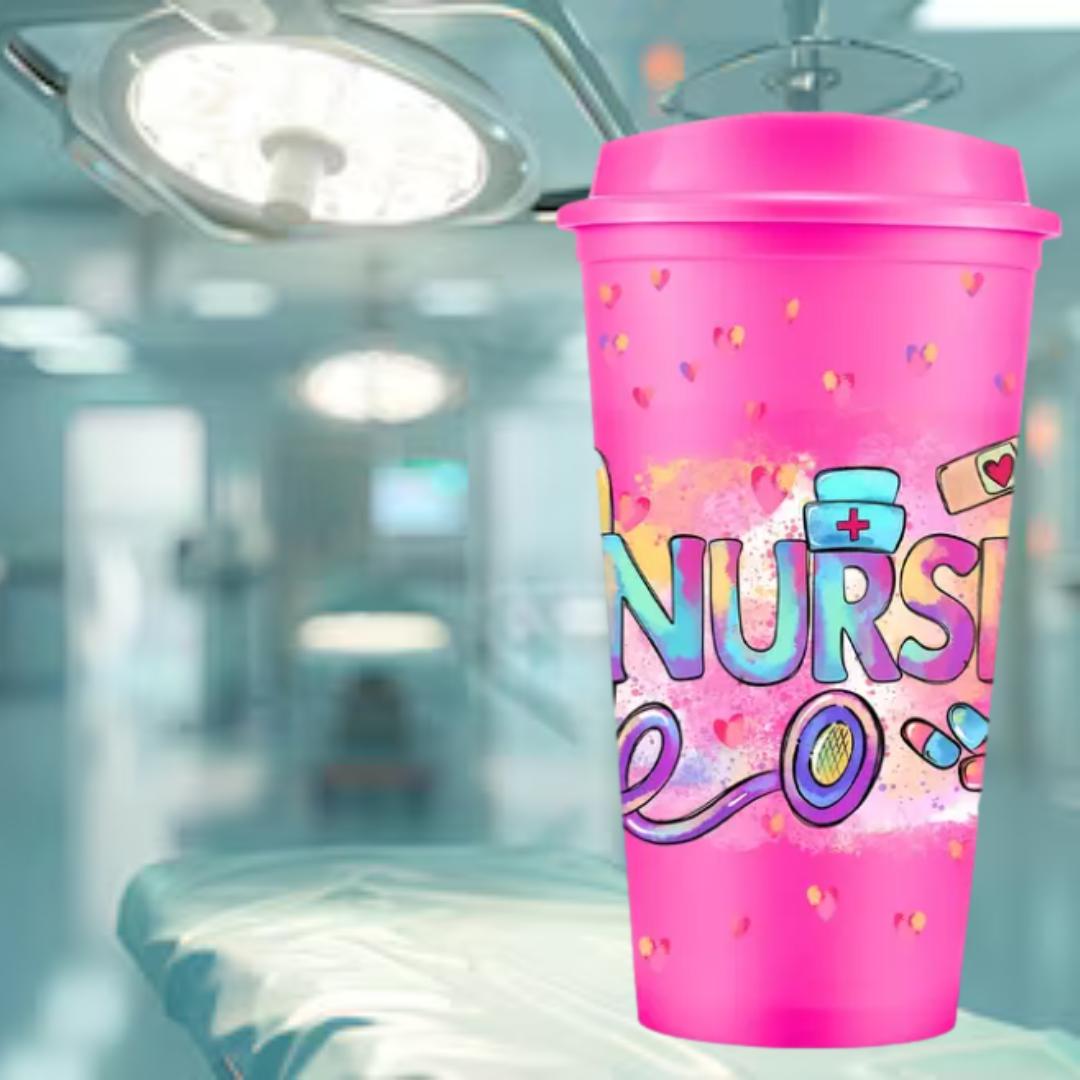 Nurse Appreciation 470ml Tumbler – Colourful Reusable Cup with Lid (10 colours to choose from)