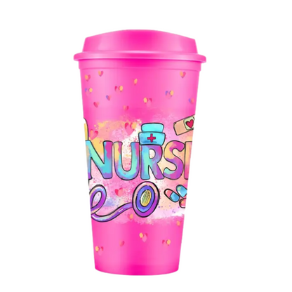 Nurse Appreciation 470ml Tumbler – Colourful Reusable Cup with Lid (10 colours to choose from)