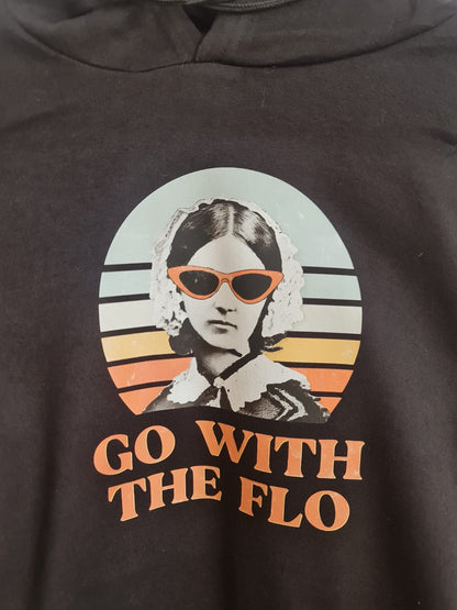 "Go With The Flo" Retro Hoodie – Florence Nightingale Graphic Sweatshirt